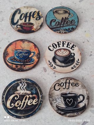 6 Sottobicchieri caffè in sughero e legno