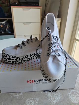 Superga platform bianco e nero