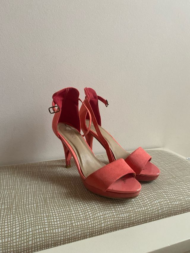 Sandalias tacón coral | Elegantes