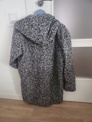 Abrigo lana gris capucha