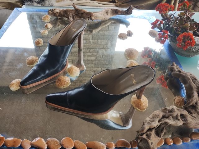 Scarpe sabot nere tacco alto