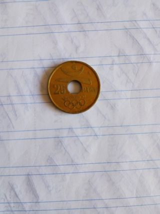 Moneda España 25 pts 1991 lanzador disco