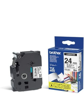 Cinta Brother TZ-251 - 24mm Negro sobre Blanco