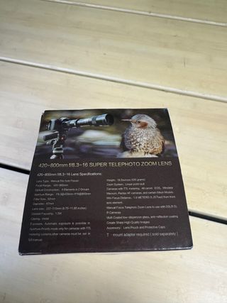 Teleobiettivo JINTU 420-800mm per fotocamera, obiettivo F/8.3-16 manuale, per Canon Nikon, Minolta, Maxxum, Pentax AF, in lega di alluminio, nero