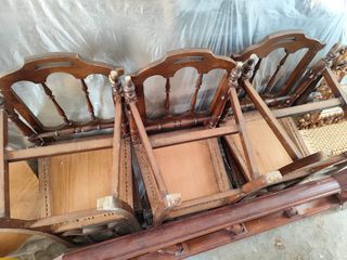 6 sillas madera antiguas, de cedro macizo