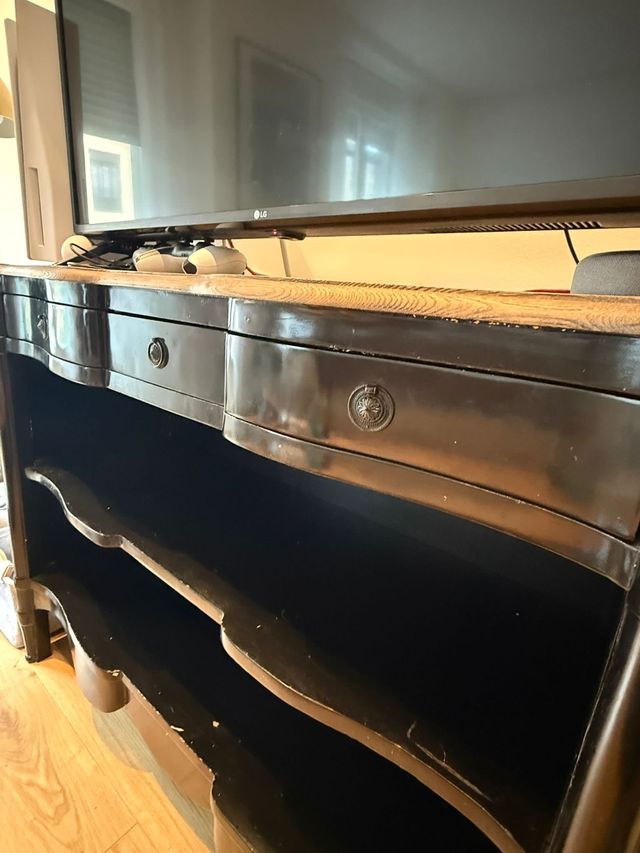 Aparador negro 3 cajones - Mueble TV. Dos baldas.