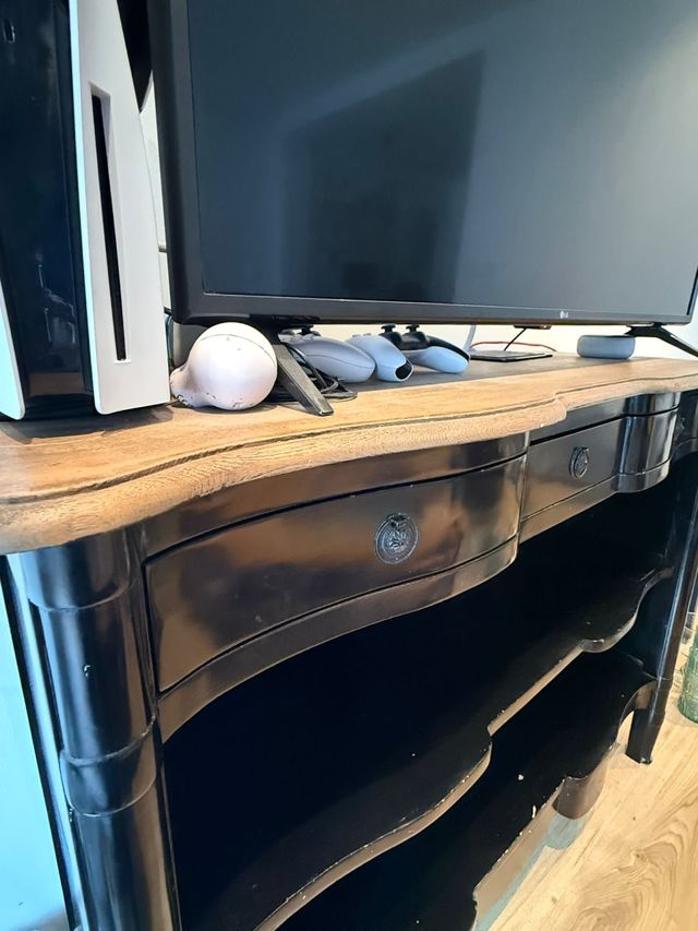 Aparador negro 3 cajones - Mueble TV. Dos baldas.