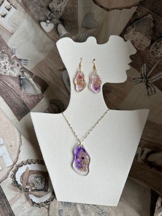Set Collana e Orecchini Resina Viola