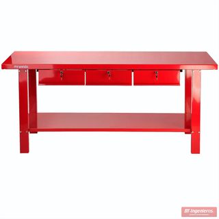Banco de trabajo profesional de acero con 3 cajones | 200 x 64 x 85 cm.| 81 Kg.