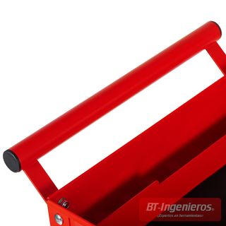 Carro de Herramientas Técnico Piramide CTEC1 – 4 Cajones + Tapa Abatible, Bandeja Lateral y Estante Inferior – Rojo