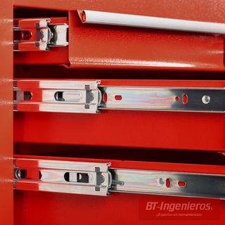 Carro de Herramientas Técnico Piramide CTEC1 – 4 Cajones + Tapa Abatible, Bandeja Lateral y Estante Inferior – Rojo