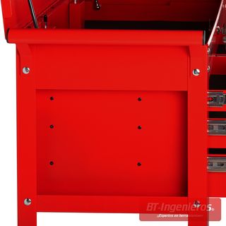 Carro de Herramientas Técnico Piramide CTEC1 – 4 Cajones + Tapa Abatible, Bandeja Lateral y Estante Inferior – Rojo