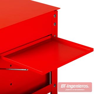 Carro de Herramientas Técnico Piramide CTEC1 – 4 Cajones + Tapa Abatible, Bandeja Lateral y Estante Inferior – Rojo