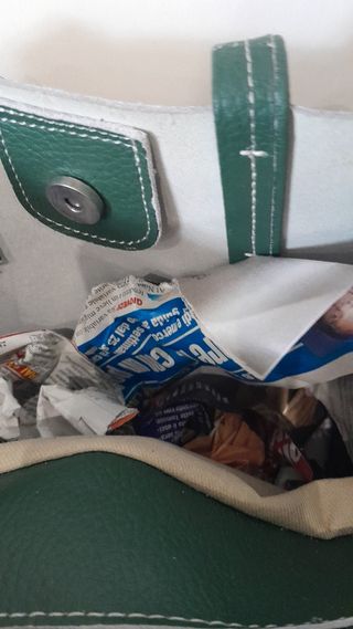 Borsa pelle verde fiori stampati sui lati nuova