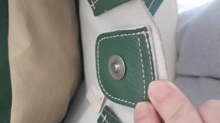 Borsa pelle verde fiori stampati sui lati nuova