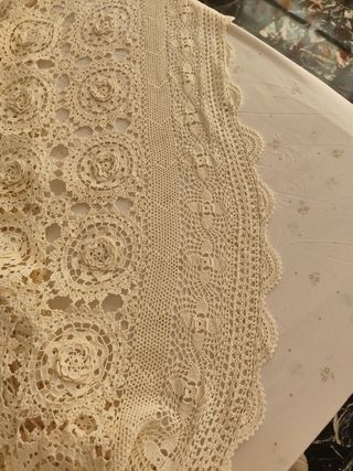 Colcha ganchillo algodón beige