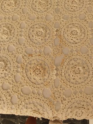 Colcha ganchillo algodón beige