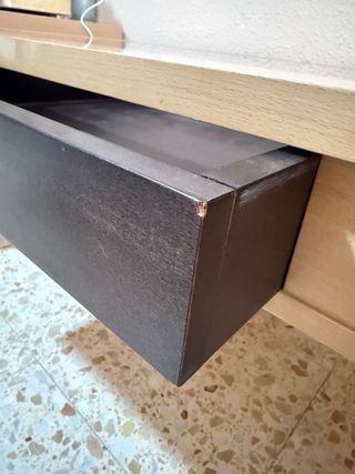 Mesa centro madera-cristal beige