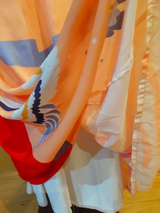 Vestido largo estampado - naranja, beige