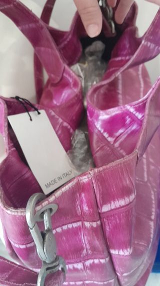 Borsa pelle fucsia Made in Italy