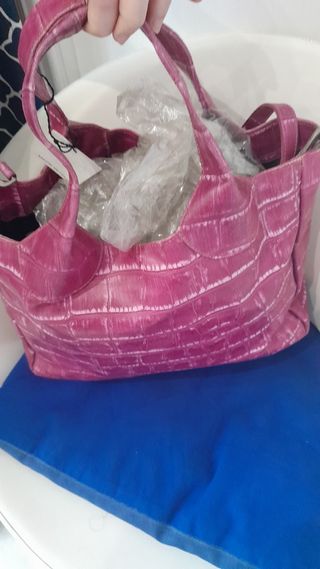 Borsa pelle fucsia Made in Italy