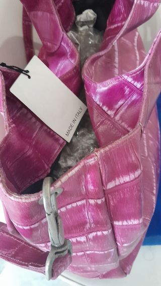 Borsa pelle fucsia Made in Italy