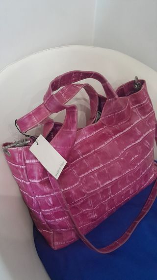 Borsa pelle fucsia Made in Italy