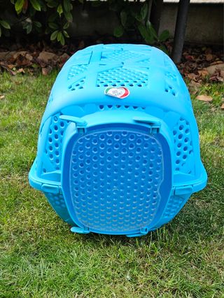 Trasportino azzurro per cani e gatti