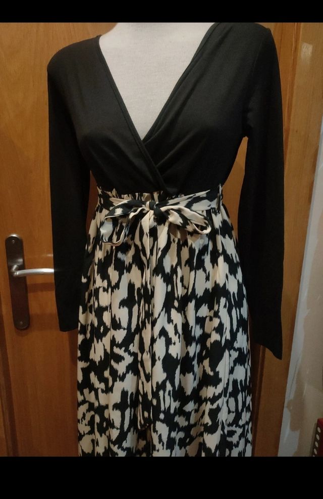 Vestido largo negro y blanco