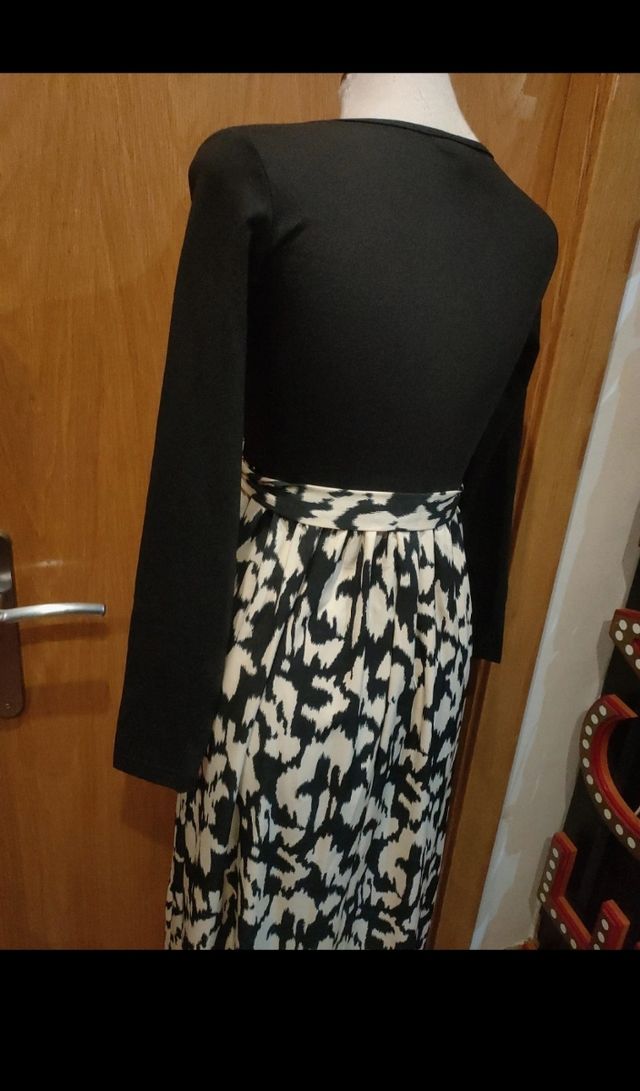 Vestido largo negro y blanco