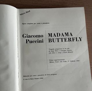 MADAMA BUTTERFLY Partitura Piano-voz Ricordi Dura