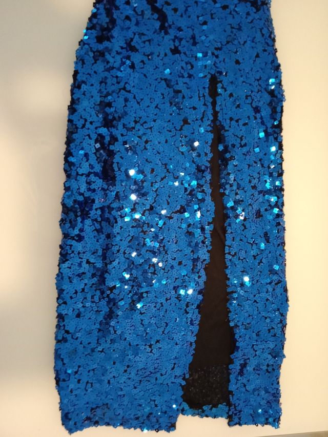 Vestido lentejuelas azul niña hecho modista no