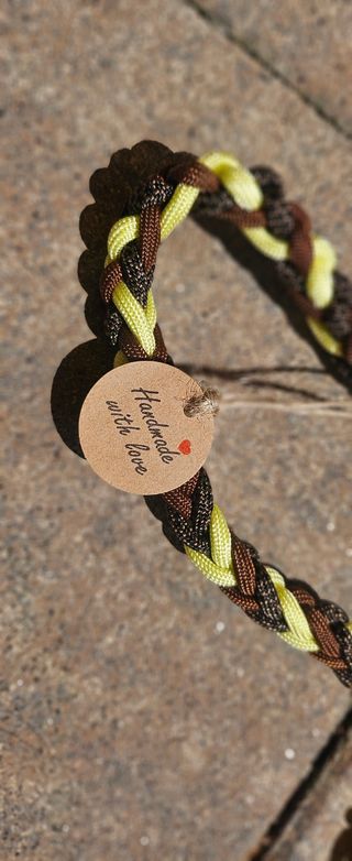 Guinzaglio intrecciato marrone e giallo