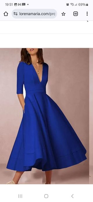 Vestido midi azul marino