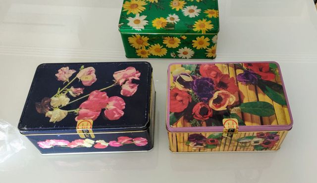 Caja Metálica colacao flores vintage lote de 3