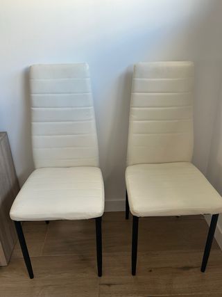 4 Sillas Comedor Blancas - Piel Sintética