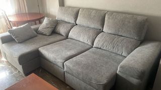 Sofá chaise longue gris azulado - cama - baúl