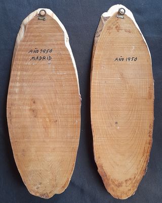 DOS DECORATIVAS PINTURAS-COLLAGES DE LOS 50.