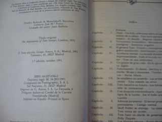 LAS AVENTURAS DE TOM SAWYER 1a EDICION 1991 ANAYA