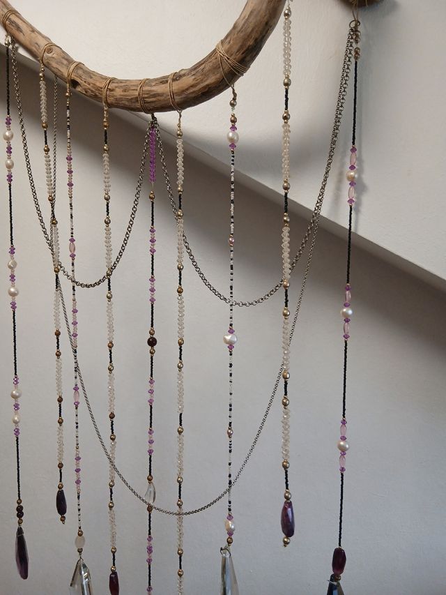 Colgante artesanal morado y plata