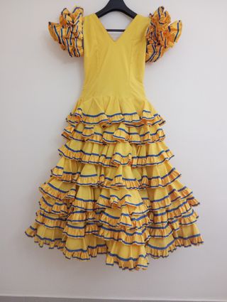 Traje Flamenca: Amarillo y Azul