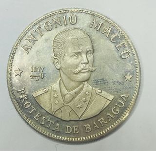 Cuba 20 Pesos 1977 Plata 925 Antonio Maceo SC