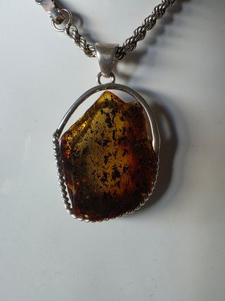 Collar plata y ambar cadena cordon