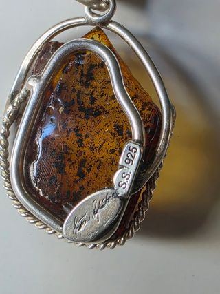 Collar plata y ambar cadena cordon