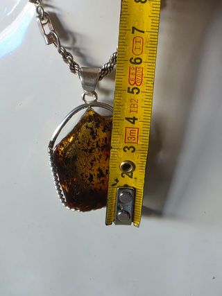 Collar plata y ambar cadena cordon