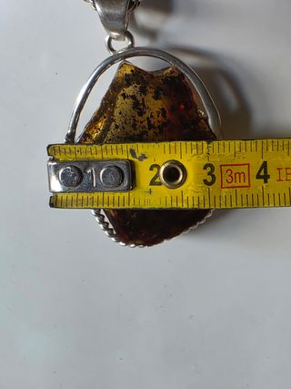 Collar plata y ambar cadena cordon