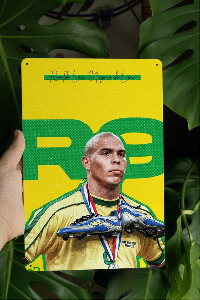 Ronaldo il Fenomeno R9 Poster Targa Cartello in Alluminio