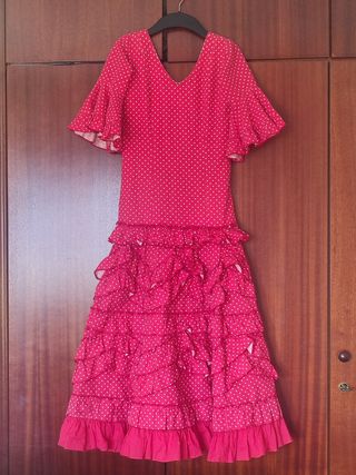 Traje gitana niña rojo lunares