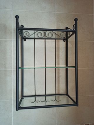 Estantería pared forja cristal