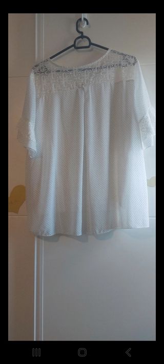 Blusa blanca encaje talla unica
